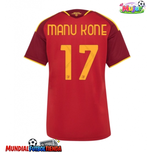 Camiseta AS Roma Manu Kone #17 Primera Equipación Replica 2026-27 para mujer mangas cortas